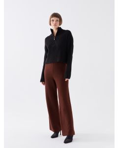 Elastic Waist Regular Bell-Bottoms Women's Tricot Trousers