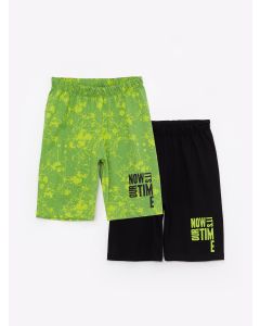 Elastic Waist Printed Cotton Boy Pajamas Shorts 2 Pieces