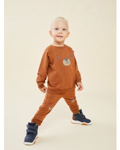 Crew Neck Long Sleeve Printed Baby Boy Sweatshirt and Trousers 2-Pack Set