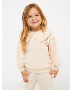 Bebe Collar Baby Girl Sweatshirt and Trousers 2-Piece Set