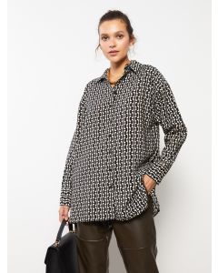 Long Sleeve Oversize Women's Shirt with Button Closure in Front