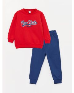 Crew Neck Long Sleeve Baby Boy Sweatshirt and Trousers 2-Pack Set