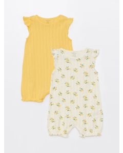 Crew Neck Patterned Baby Girl Rompers 2 Pack