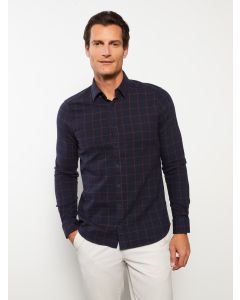 Slim Fit Long Sleeve Checkered Men's Shirt