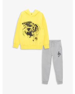 Hooded Batman Printed Long Sleeve Boy Sweatshirt and Sweatpants