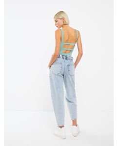 Women's High Waisted Slouchy Regular Denim Trousers