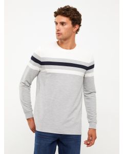 Crew Neck Long Sleeve Striped Men's Sweatshirt