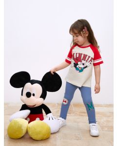 Crew Neck Short Sleeved Minnie Mouse Printed Baby Girl T-Shirt and Leggings 2-Pack Set