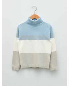 Turtleneck Color Block Long Sleeve Girls' Knitwear Sweater