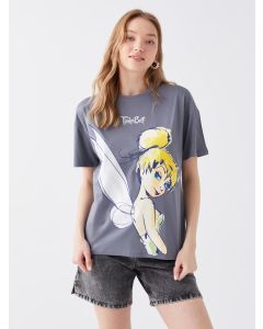 Crew Neck Tinker Bell Printed Short Sleeve Women's T-Shirt