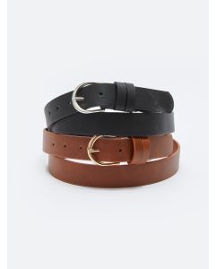 Leather Look Women Belt 2 Pieces