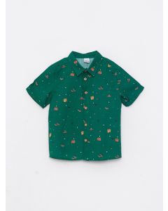 Short Sleeve Printed Poplin Baby Boy Shirt