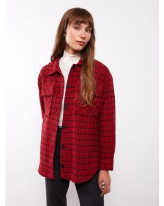 Buttoned Plaid Long Sleeve Women's Shirt Jacket