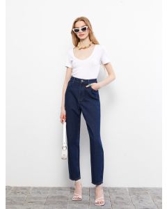 High Waisted Mom Fit Regular Pocket Detailed Women's Rodeo Denim Trousers