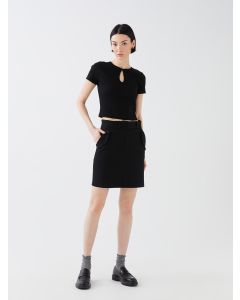 Waist Belt Straight A-Line Gabardine Women's Skirt