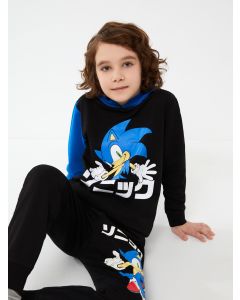 Boy's Hooded Sonic Printed Long Sleeve Sweatshirt & Sweatpants