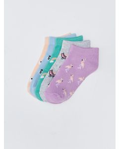 Patterned Girl Booties Socks 5-Pack