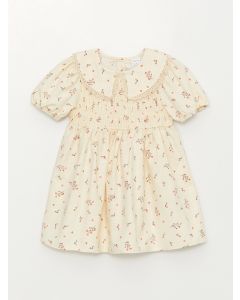 Bebe Collar Short Sleeve Patterned Baby Girl Dress