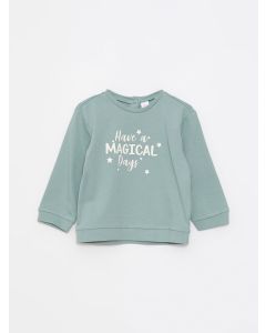 Crew Neck Long Sleeve Printed Baby Girl Sweatshirt