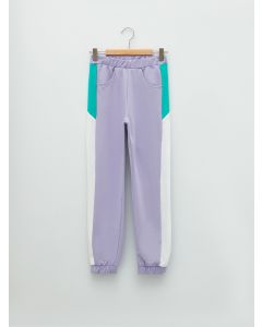 Elastic Waist Color-Blocked Girl Jogger Sweatpants