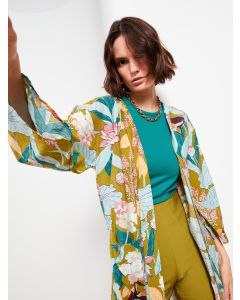 Shawl Collar Floral Women's Kimono