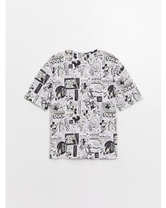 Crew Neck Disney Patterned Short Sleeve Oversize Women's T-Shirt