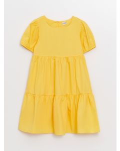 Crew Neck Basic Short Sleeve Girl Dress