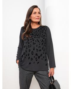 Crew Neck Patterned Long Sleeve Women's Blouse