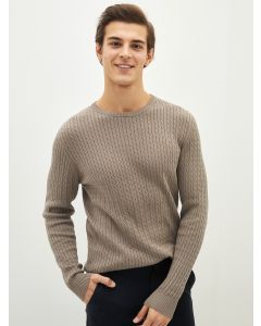 Crew Neck Long Sleeve Men's Tricot Sweater