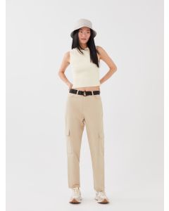 Slim Fit Women's Cargo Pants With Belt Detail