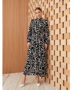 Patterned Long Sleeve Women's Shirt Dress