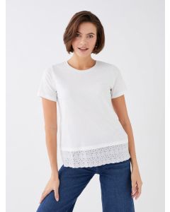 Crew Neck Embroidered Short Sleeve Women's T-Shirt