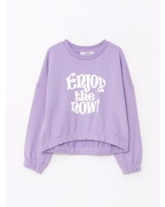 Crew Neck Printed Long Sleeve Girl Sweatshirt