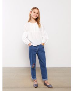 Minnie and Mickey Mouse Embroidered Girl Jeans