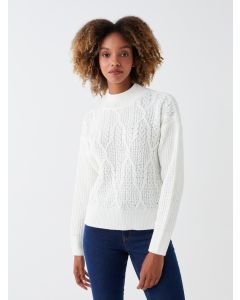 Half Turtleneck Ajour Long Sleeve Women's Tricot Sweater