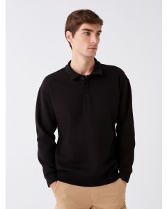 Polo Neck Long Sleeve Men's Sweatshirt