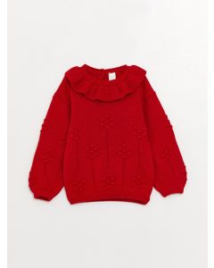 Crew Neck Patterned Baby Girl Knitwear Sweater