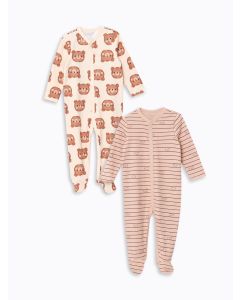 V Neck Long Sleeve Printed Baby Boy Jumpsuit 2-Pack