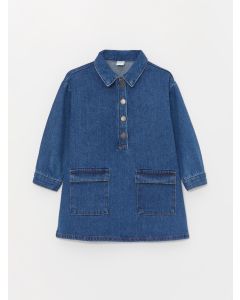 Basic Long Sleeve Baby Girl Jean Dress