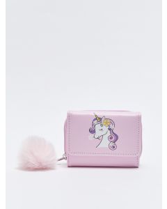 Girl's Wallet with Printed Pompom