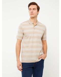 Polo Neck Short Sleeve Striped Men's T-Shirt