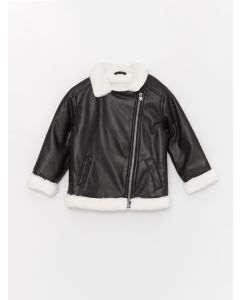 Long Sleeve Basic Baby Girl Leather Jacket