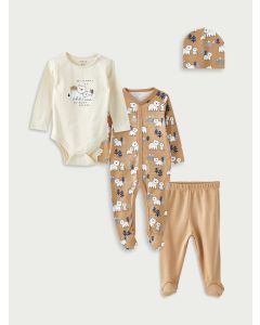 Crew Neck Long Sleeve Printed Baby Boy Hospital Set