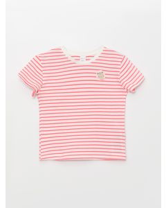 Crew Neck Short Sleeve Striped Baby Girl T-Shirt