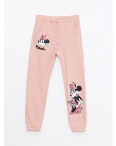 Elastic Waist Minnie Mouse Printed Girl's Tracksuit Bottoms