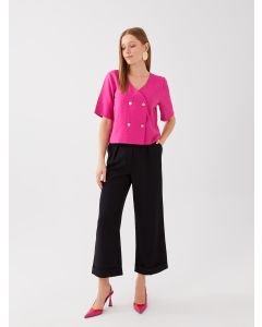 High Waisted Relaxed Fit Regular Women's Trousers