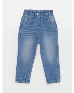 Elastic Waist Basic Baby Girl Denim Trousers