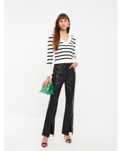 Standard Fit Regular Faux Leather Women's Trousers