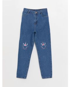 Mom Fit Embroidered Girl's Jeans