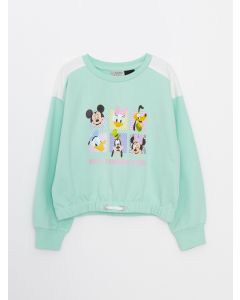 Crew Neck Disney Printed Long Sleeve Girl's Sweatshirt